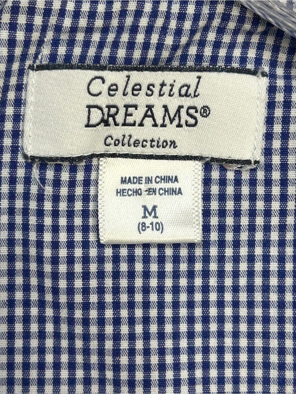 Celestial Dreams M Blue White Gingham PJ Lounge Set Sleeveless Top/Capri Pants